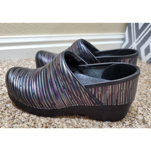 Dansko XP Rainbow Striped Metallic Patent Leather Clogs 36 US 5.5-6 - Picture 8 of 12